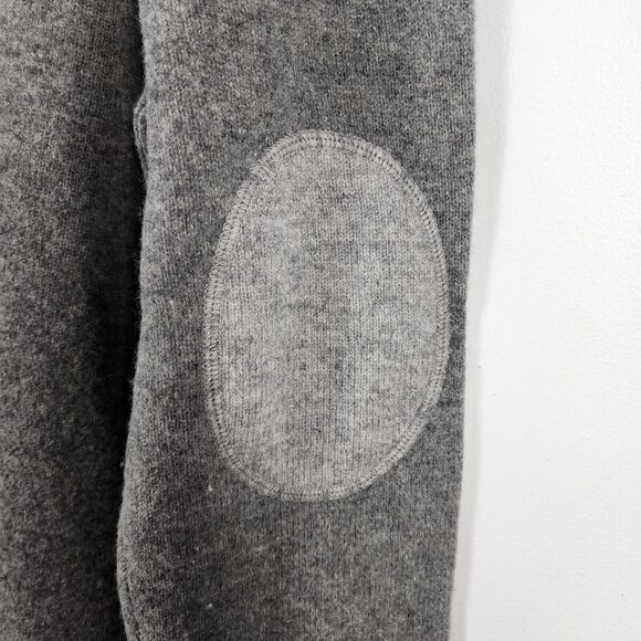 Express Sweater Mens Size XL Gray 100% Lambswool Elbow Patch Pullover Crew Neck - Picture 7 of 10